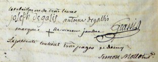 Signatures des frères de Gallis (ADS)