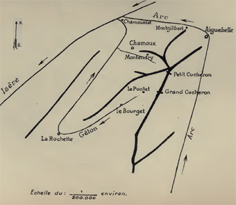 Un itinéraire d'Annibal ? carte P.Azan source GoogleBooks