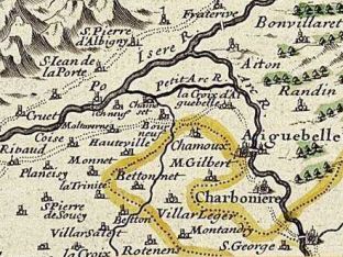 Les confluences Isère / Arc / Gelon - Gravure / Ed. H. Jaillot 1699