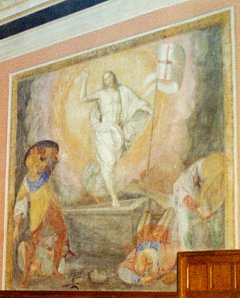  Chœur de St Martin de Chamoux. A droite la résurrection du Christ -  Photo A.Dh.