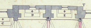 Plan de l'église St-Léger de Chambéry commenté par Garella : position de la chaire contre le pilier fendu P- AD073 cote 189E 308 