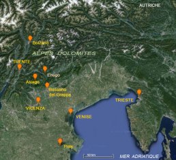Alpes dolomites carte A.D./CCA / Google maps