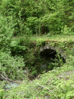 L'ancien pont qui desservait la route de Champlaurent, et les moulins sous la gorge. Photo CCA/A.Dh.